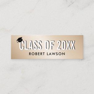Gold Metallic Luxe Class Graduation cap Name Card