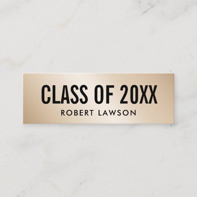 Gold Metallic Luxe Class Graduation Name Card (Front)