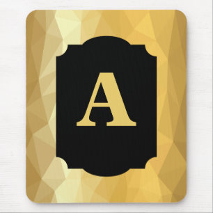 Gold metallic luxury black personal monogram mouse mat
