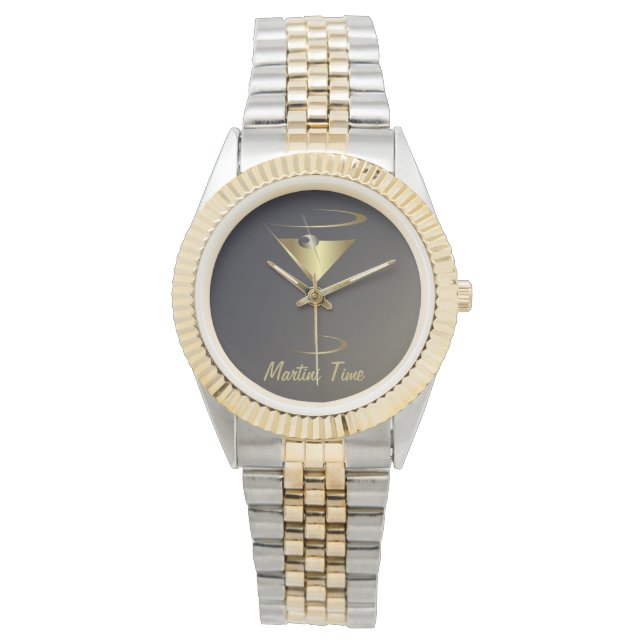 Gold Metallic Martini Time Watch (Front)