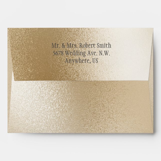 Gold Metallic Modern Elegant Chic Stylish Wedding  Envelope (Back (Top Flap))