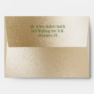 Gold Metallic Modern Elegant Green Stylish Wedding Envelope