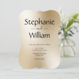 Gold Metallic Modern Elegant Simple Wedding Invitation