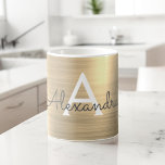 Gold Metallic Monogram Name & Initial Coffee Mug<br><div class="desc">Gold Faux Metallic Stainless Steel Monogram Name and Initial Coffee Mug. The coffee cup makes the perfect gift for someone who loves luxury metallic designs.</div>