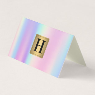 Gold Metallic Monogram   Rainbow Metallic Blend Business Card