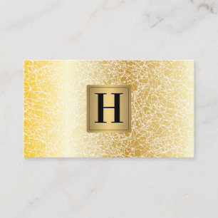 Gold Metallic Monogram White Gold Texture Business Card