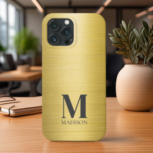 Gold Metallic Monogrammed iPhone 13 Pro Max Case