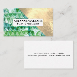 Gold Metallic Palm Tree Geometric Business Card
