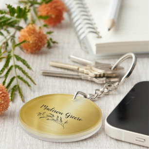 Gold Metallic Personalised Key Ring