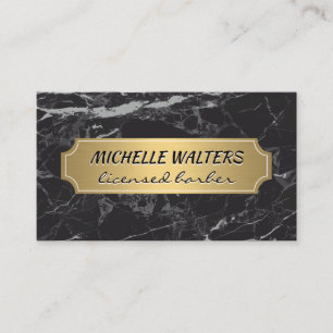 Gold Metallic Plated Banner   Black Marble Business Card