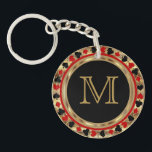 Gold Metallic Poker Design | Monogram Keychain<br><div class="desc">Gold Metallic Poker Design | Monogram Keychain ready for you to personalise. Makes a great gift for a poker game player. ✔NOTE: ONLY CHANGE THE TEMPLATE AREAS NEEDED! 😀 If needed, you can remove the text and start fresh adding whatever text, font and font size you like. 📌If you need...</div>
