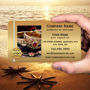 Gold Metallic QR Code and Photo Professional  Business Card
