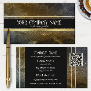 Gold Metallic QR Professional Design Business Card
