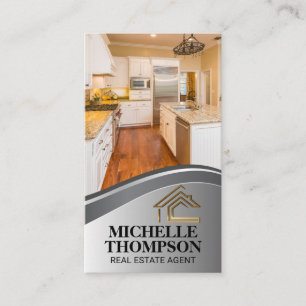 Gold Metallic Real Estate Logo   Home Kitchen Appointment Card