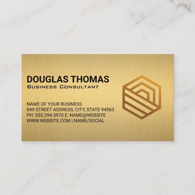 Gold Metallic Realtor Logo Business Card (Front)