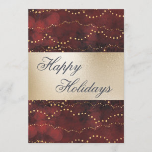 Gold Metallic Red Elegant Happy Holidays Holiday Card