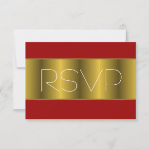 Gold Metallic Red RSVP Card