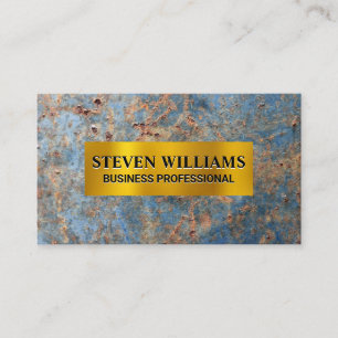 Gold Metallic   Rusted Metal Business Card