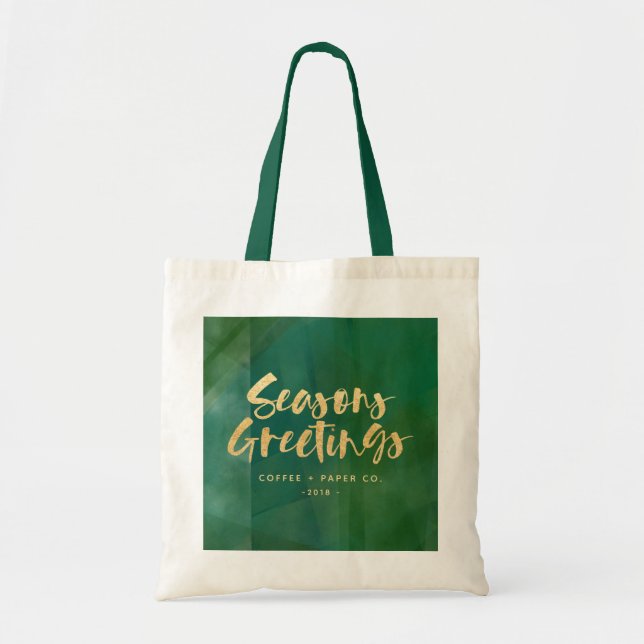 Gold metallic seasons greetings tote bag (Front)