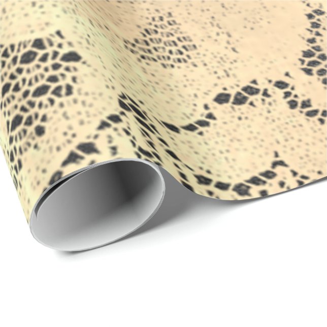 Gold Metallic Sepia Faux Luxury Floral Lace Black Wrapping Paper (Roll Corner)