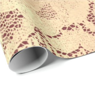 Gold Metallic Sepia Luxury Floral Lace Burgund Lux Wrapping Paper