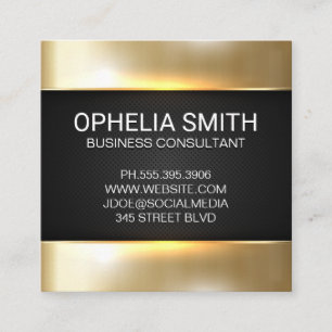 Gold Metallic Shine Minimalist Perforated Mesh Square Business Card