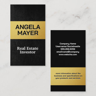Gold Metallic Sleek Leather Business Card