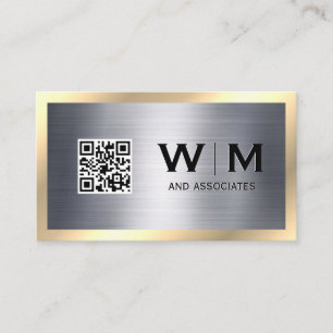 Gold Metallic   Sleek   Monogram  Business Card