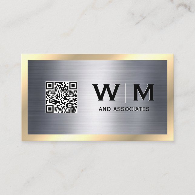 Gold Metallic | Sleek | Monogram  Business Card (Front)