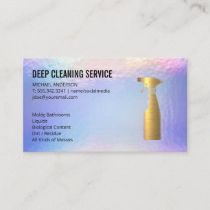 Gold Metallic Spray Bottle   House Cleaning Business Card
