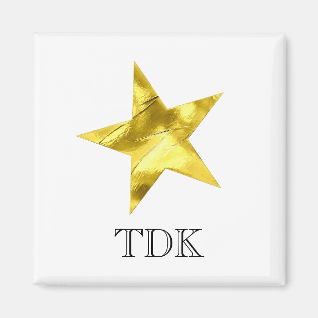 Gold metallic star stylish personalised custom magnet (Front)