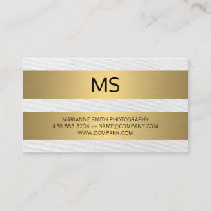 Gold Metallic Stripes / Monogram / Texture Business Card