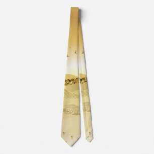 Gold Metallic Sunset Mountain Reflection In Water  Tie