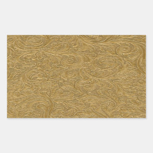Gold metallic swirls pattern rectangular sticker