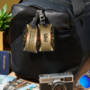 Gold metallic texture background luggage tag