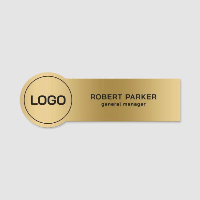 Gold Metallic Texture Logo Name Tag (Front)