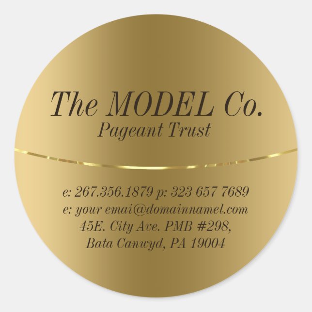 Gold Metallic Texture Print Classic Round Sticker (Front)
