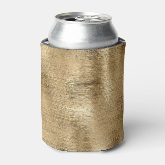 Gold metallic texture rustic shimmer stylish can cooler (Can Front)