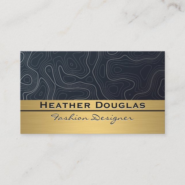 Gold Metallic | Topographic Contours  Business Card (Front)