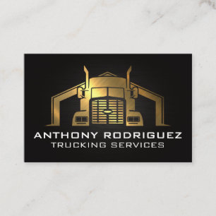 Gold Metallic Truck Logo Industrial Business Card