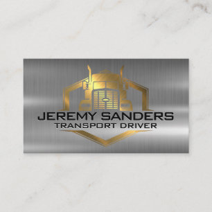 Gold Metallic Truck Logo   Industrial Business Card
