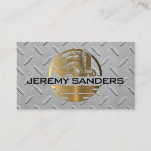 Gold Metallic Truck Logo   Steel  Business Card