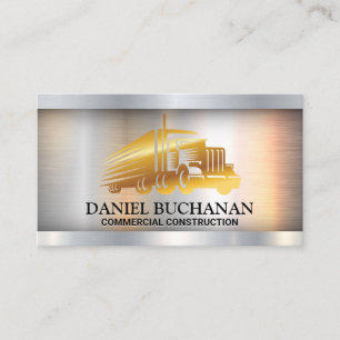 Gold Metallic Truck   Metal Background Business Card