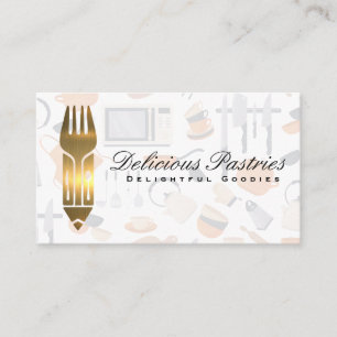 Gold Metallic Utensils   Kitchen Tools  Business Card