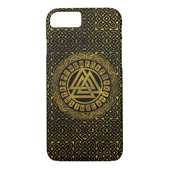 Gold  Metallic Valknut Symbol Case-Mate iPhone Case (Back)