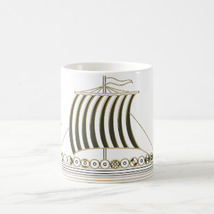 Gold Metallic Viking Longboat Mug