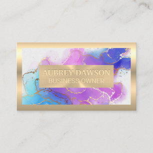 Gold Metallic   Watercolor Gold Foil Business Card