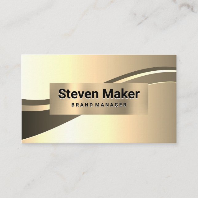 Gold Metallic Wave Business Card (Front)