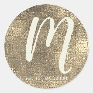 Gold Metallic Wedding Monogram Envelope Seal