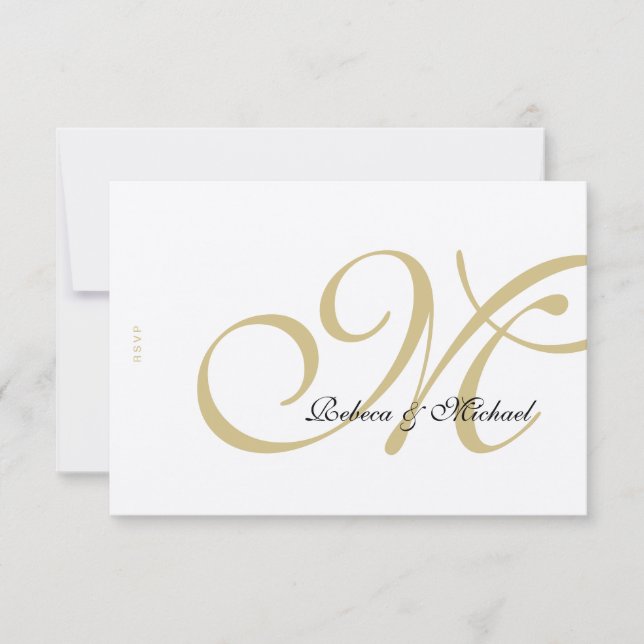 Gold Metallic Wedding RSVP Card (Front)
